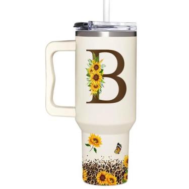 Imagem de Copo para beber SUFAVN Copo personalizado de girassol de 40 onças