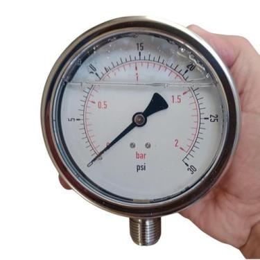 Imagem de Manômetro Reto 100mm Inox 1/2'' Glicerina - MR 100 IMP. INOX - TAUANA