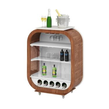 Imagem de Cristaleira Bar com Nicho Sala de Estar Ateneu Imbuia/Branco- Gran Belo