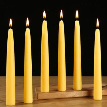 Imagem de Velas cônicas de cera de abelha MAKALONE 20 cm 6 unidades 8 horas de q