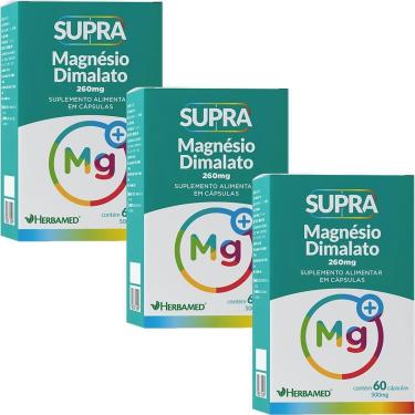 Imagem de Kit 3X Supra Magnésio Dimalato - 500mg 60 Cápsulas - Herbamed-Masculino