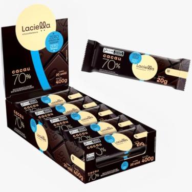 Imagem de 20 Tabletes de Chocolate Amargo 70% Cacau 20g Zero Adição de Açúçar e Zero Lactose Doce Saudável Fitness Dieta Low Sugar