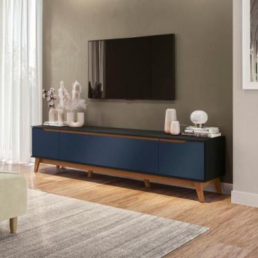 Imagem de Rack Kappesberg 3 Portas Preto Fosco/azul Profundo 218 Cm