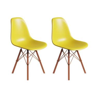 Imagem de Conjunto 2 Cadeiras Eames Estilo Moderno em Ferro Cobre com Assento Am