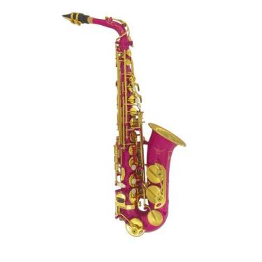 Imagem de Saxofone Alto Mib Pink com Chaves Douradas, HALK HAL1100P