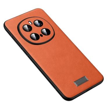 Imagem de HAOMRIYL Capa de couro para Honor Magic 8 Pro/8, proteção de lente de câmera com tudo incluído, fina, minimalista, à prova de choque, estilo comercial, laranja, 8