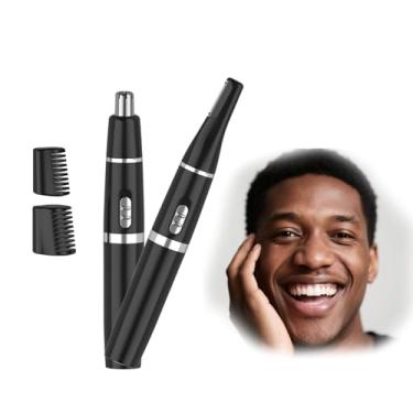 Imagem de Aparador suave e indolor para homens: aparador de pelos de nariz e orelha dupla à prova d'água e barbeador facial de sobrancelha, preto (sem bateria)