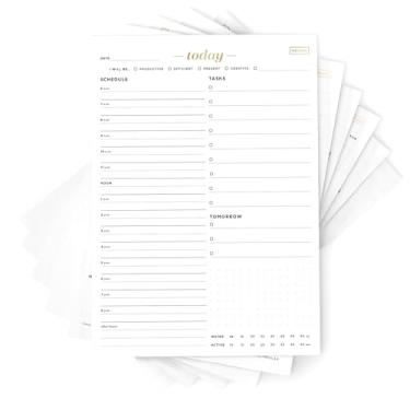 Imagem de Ink+Volt Bloco organizador Today, agenda diária sem data com agenda de hora em hora, bloco de notas para trabalho e estudo, bloco de horas | 50 folhas destacáveis, design compacto, feito nos EUA, 14,6