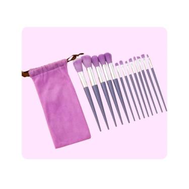 Imagem de Conjunto de pincéis de maquiagem, 13 peças de pincéis de maquiagem para viagem, kit de ferramentas com bolsa de armazenamento para base, corretivo, blush, sombra, pó