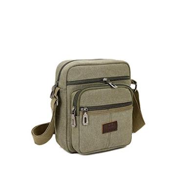 Imagem de Bolsa masculina de lona bolsa tiracolo pequena bolsa tiracolo bolsas de trabalho vintage multifuncional, Verde, Medium, Verde