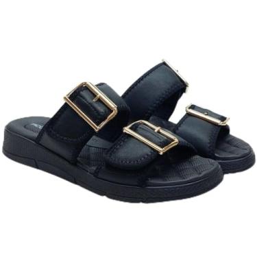 Imagem de Tamanco Anabela Fivela Cor:Preto;Tamanho:36