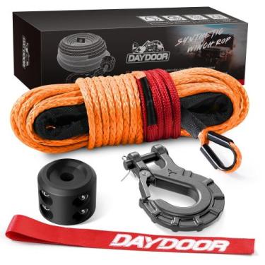 Imagem de Corda de guincho DAYDOOR 1/4" x 15m 10.000 libras laranja sintética