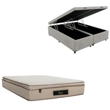 Imagem de Cama Box Baú Bipartida Blindada com Colchão Cloud Molas Ensacadas C/Pillowtop 32cm (CORINO CINZA, King)