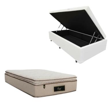 Imagem de Cama Box Baú Blindada com Colchão Cloud Molas Ensacadas C/Pillowtop 32cm (CORINO BRANCO, Solteiro)