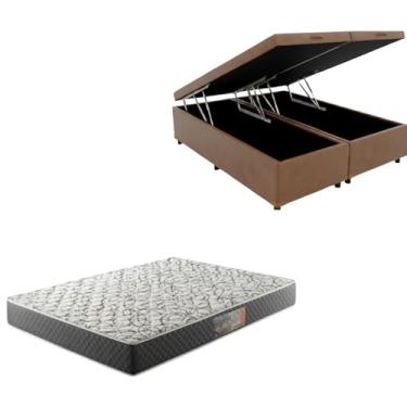 Imagem de Cama Box Baú Bipartida Blindada com Colchão de Espuma D33 20cm (CORINO MARROM, Queen)