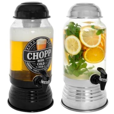 Imagem de Kit Chopeira de Vidro Com Dispenser e Suqueira Grande Com Torneira Tampa Jarra Bebidas Suco Torre Chopp Bar Beer Churras(1 Chopeira Preta + 1 Suqueira)