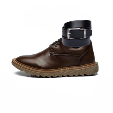 Imagem de ThézB Sapato Social Oxford Masculino em, Sola Tratorada, Estilo Brogue com Cinto, Marrom, Elegante para Ocasiões Formais (Preto Ambar, BR, Adulto, Numérico, 38)