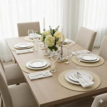 Imagem de Kit Jogo Americano Redondo Mesa Decorativo Jantar Descanso de Prato - 