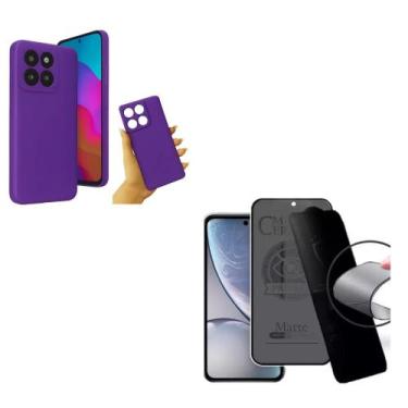 Imagem de Capinha Silicone Case Roxo + Película Fosca Privativa Moto Edge 60 pro