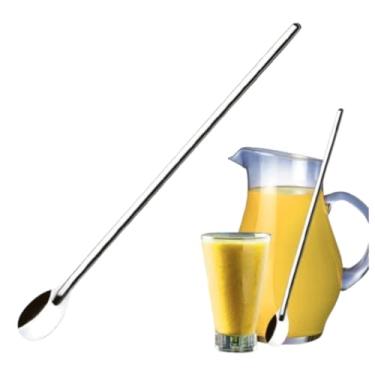 Imagem de kit 2 Colheres para Suco em Aço Inox, 30 cm de Comprimento, Kit com 2 Unidades, Manual, para Mexer Bebidas em Copos e Jarras