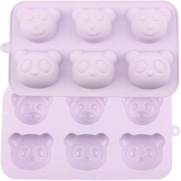 Imagem de 6 moldes de silicone para chocolate de urso cavidade molde de cabeça de urso para doces de chocolate, conjunto de 2