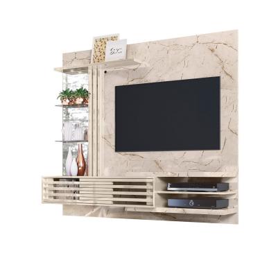 Imagem de Painel Tv 55 Pol 182cm Bancada Suspensa Para Sala Romelli Calacata-off White M20 - D'rossi