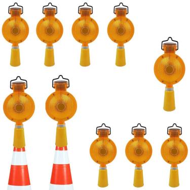 Imagem de Sinalizador Viario Solar Sinalizaçao Kit 11 Uni Cone Obra Pista Estrada Rua Iluminaçao Segurança Fiscalizaçao Chuva