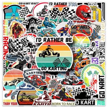 Imagem de Adesivos Go Kart Racing, 50 unidades, impermeáveis para adolescentes e