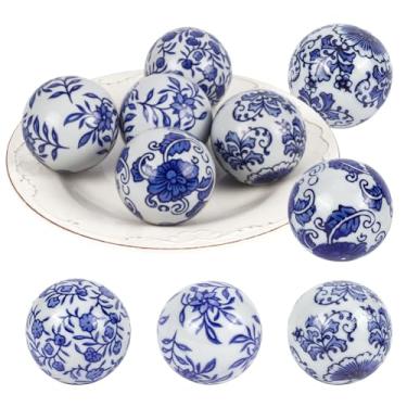 Imagem de BENECREAT 10 bolas de porcelana azuis e brancas, bolas decorativas de porcelana chinesa de 6 cm, esferas decorativas de chinoiserie para decoração de mesa de vaso de tigela