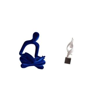 Imagem de Fenteer Estatueta Humana Abstrata Estátua Pensadora Escultura Arte Decorativa Ornamento Versátil Coleção Lembrança Resina para Escritório Bar Casa Casamento M