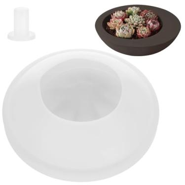 Imagem de Molde redondo para artesanato, molde grande de recipiente de silicone irregular para resina e concreto, ideal para suculentas, porta-velas de joias com furador para bricolage