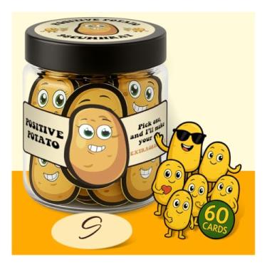 Imagem de 60 potes positivos de batata, presentes engraçados de picles, cartões de dia dos namorados em picles, presentes positivos para mulheres, pepitas de apoio emocional, afirmação diária (batata positiva)