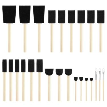 Imagem de XDT- Pincéis de tinta de espuma, 25 peças, pincéis de tinta de esponja para coloração, artesanato e pintura - conjunto de pincéis de espuma duráveis e pincéis de esponja