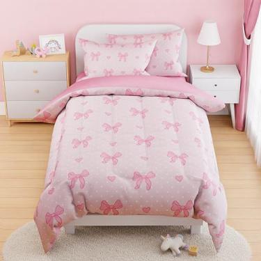 Imagem de SANDJEST Jogo de cama solteiro de microfibra, 172 x 218 cm, para crianças, meninas, 3 peças, inclui 1 edredom, 1 fronha, 1 lençol com elástico, decoração de quarto de bebê