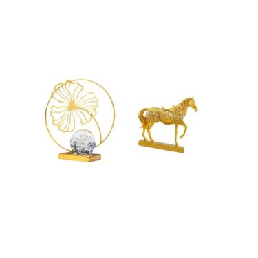 Imagem de Fenteer Estátua de Folha, Estatueta de Ferro, Escultura de Cavalo, Ornamento Decorativo Colecionável, Estatuetas de Resina Gravadas para Estante, Escritório,
