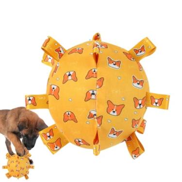 Imagem de Bola de futebol de brinquedo para cães,Brinquedo de bola de futebol para cães - Bolas barulhentas para cães - Brinquedos para mastigar cães com alças, brinquedos interativos para cães pequenos