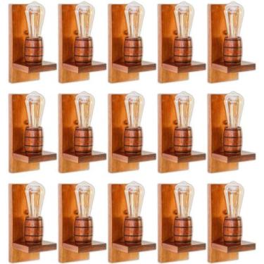 Imagem de Kit 15 Arandelas Barril Delenha Decor Madeira Maciça - Mogno