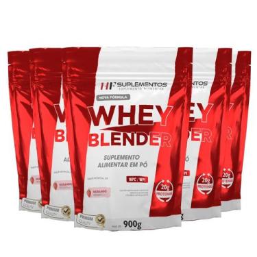 Imagem de 5X Whey Blender Concentrado Morango 900G Hf Suplementos