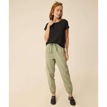 Imagem de Calça Feminina Jogger Sarja Amarração Marisa-15054, Verde, GG