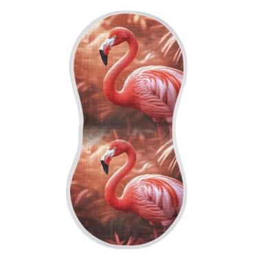 Imagem de WELLDAY Conjunto de 4 panos de musselina para arrotos de bebê, pano macio absorvente de algodão flamingo ao anoitecer, panos de cuspir leite para recém-nascidos unissex, 55 x 28 cm