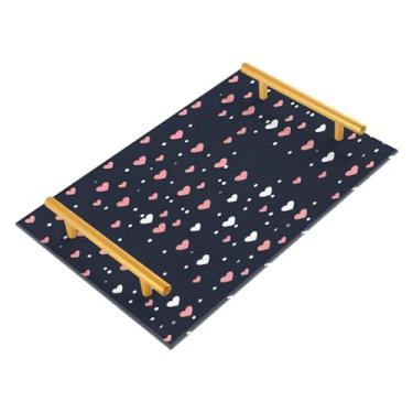 Imagem de Wassud Bandeja de banheiro com corações fofos, bandejas acrílicas de perfume, alça de maquiagem, cômoda, quarto, cozinha, mesa, 30 x 20 cm