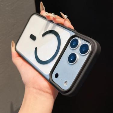 Imagem de Capa transparente em acrílico para iPhone 17 Air, 17 Pro Max, 16, 15, 14 Pro Max Plus, 13, 12 Mini, 11, 16E, SE4 e 17 Pro, preta. Compatível também com iPhone 15 Pro Max.