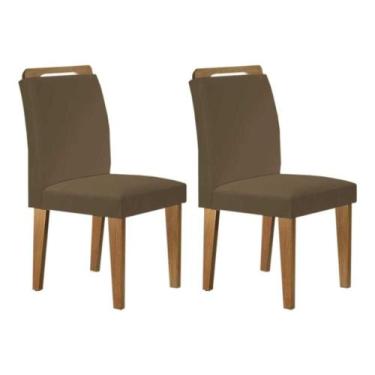 Imagem de Kit 2 Cadeiras Sala Jantar Athenas 2 Un Imbuia-Capuccino/Suede Capucci