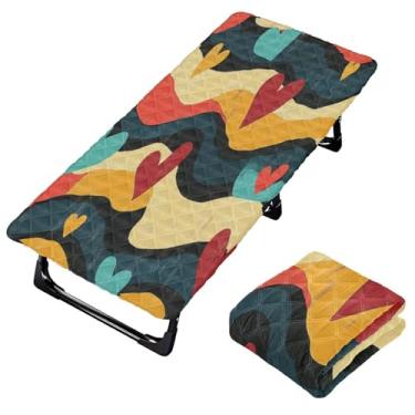 Imagem de Burbuja Lençol de berço de corações dos namorados para crianças, lençol de cochilo acolchoado portátil com faixa elástica para meninas e meninos, lavável na máquina, 63,5 x 127 cm