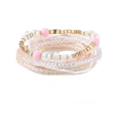 Imagem de Pulseiras femininas de contas modernas com contas boêmias pacote de joias da amizade, Medium, Cristal, Sem Pedra Preciosa