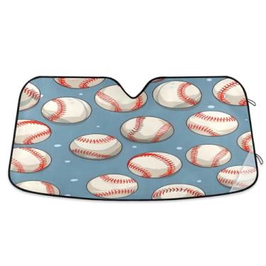 Imagem de CEBUGI Para-brisa para-sol para janela dianteira do carro, para-sol, viseira dobrável para caminhão, SUV, mantenha seu veículo fresco fundo de bolas de beisebol