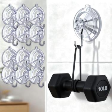 Imagem de Ganchos de ventosa carga máxima de 4,5 kg, ventosas médias transparentes de 4,77 polegadas, sem vestígios, reutilizáveis e removíveis, ganchos de aço inoxidável, para azulejo, vidro, janela, chuveiro