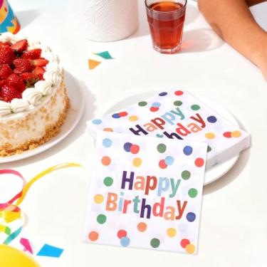 Imagem de Guardanapos de papel de feliz aniversário, descartáveis, coloridos, guardanapo, 2 camadas, toalhas de mão, guardanapos para almoço, artigos de festa de aniversário, conjunto de guardanapos de jantar