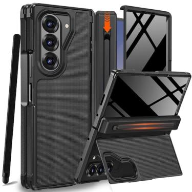 Imagem de NINKI Capa para Samsung Galaxy Z Fold 5 com suporte para caneta S e Stylus e suporte invisível, protetor de tela de privacidade embutido e capa de telefone com dobradiça para Samsung Z Fold 5 com slot