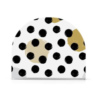 Imagem de Porta-guardanapos de acrílico fofos de bolinhas pretas, dispensador de guardanapos em forma de U, suporte vertical para guardanapos
